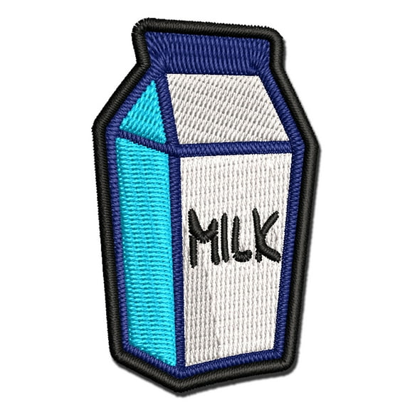 Milk Carton Applique Multi-Color Embroidered Iron-On Patch - 2.5 Inch Small