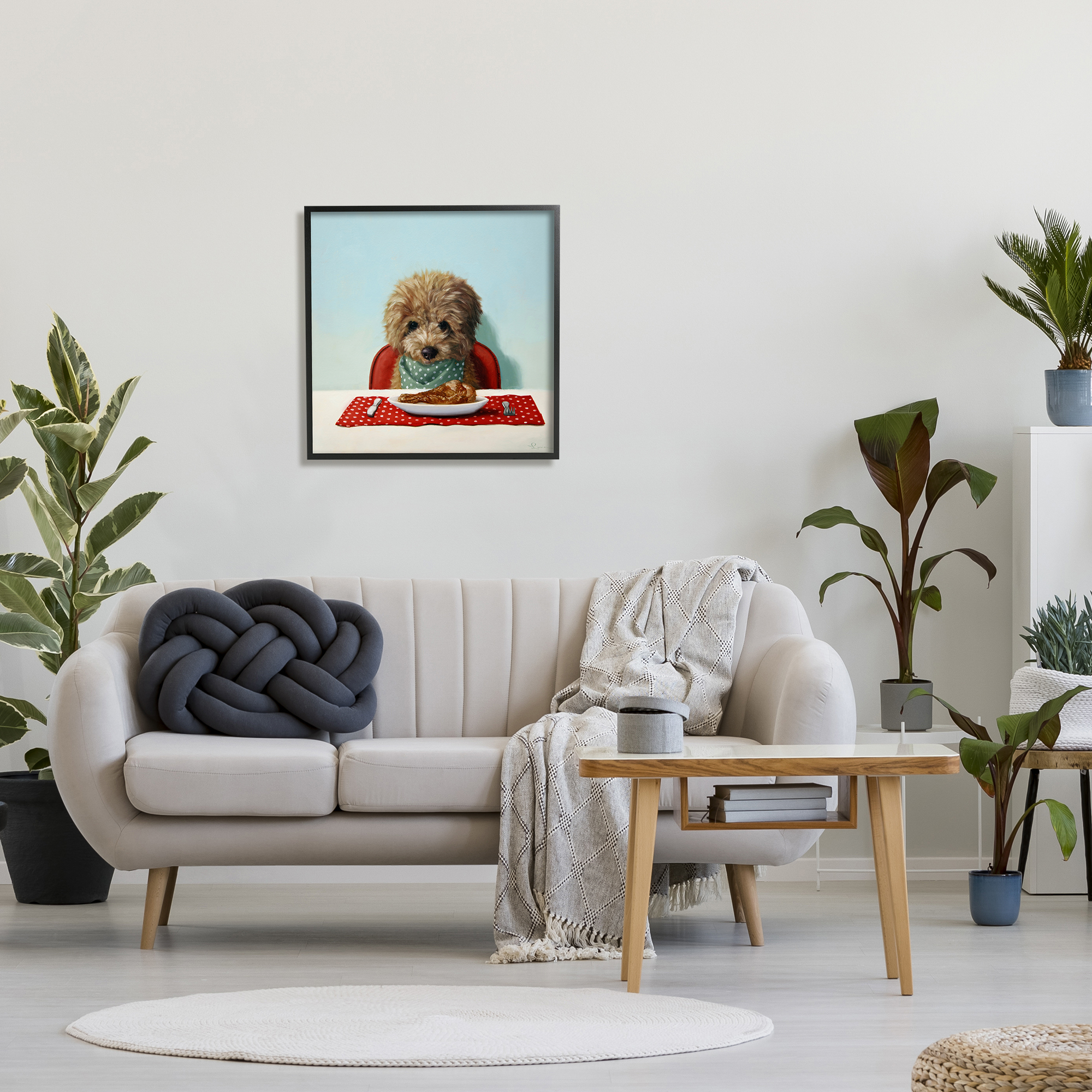 Stupell Industries Fluffy Pet Dog At Dinner Table Turkey Leg, 24 x 24, Design by Lucia Heffernan