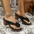 thumbnail image 3 of Womens Flower High Heel Flip Flops Boho Beach Chunky Heeled Slides Sandals for Ladies Platform Dress Slip-On, 3 of 7