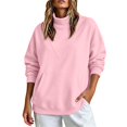 thumbnail image 3 of GZWYHT Mockneck Sweatshirt Oversized Mock Neck Sweatshirt Winter Clothes High Neck Sweatshirt Cowl Neck Tops Fashion Clothing Oversized Hoodie Plain Mock Neck Sweatshirt Pink XL, 3 of 8