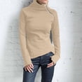 thumbnail image 2 of Women Casual Solid Blouse Long Sleeve Pullover Turtleneck Zipper Sweatshirt Tops Womens Oversized Long Sleeve Top 2XL, 2 of 9