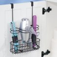 thumbnail image 2 of mDesign Steel Over Cabinet Door Hair Care/Styling Tool Storage Basket - Black, 2 of 6