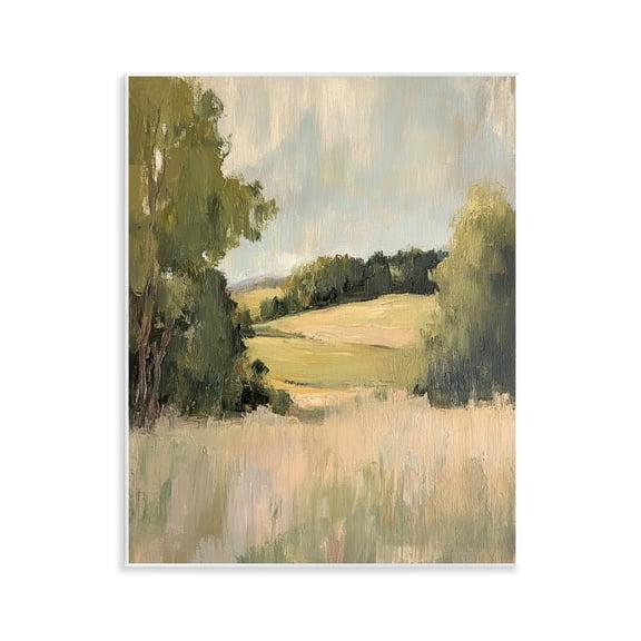 Stupell Industries Painterly Green Valley View Landscape & Nature Painting Unframed Art Print Wall Art, 11 x 14