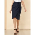 thumbnail image 5 of Allegra K Women's Summer Skirts Faux Wrap Tie Front Knee Length Skirt, 5 of 6