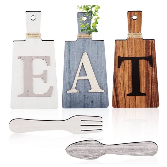 VAIFTILNO Wall Decor Cutting Board Sign 11x5.5in Kitchen Hanging Art with Fork and Spoon, Farmhouse Style for Kitchen and Home