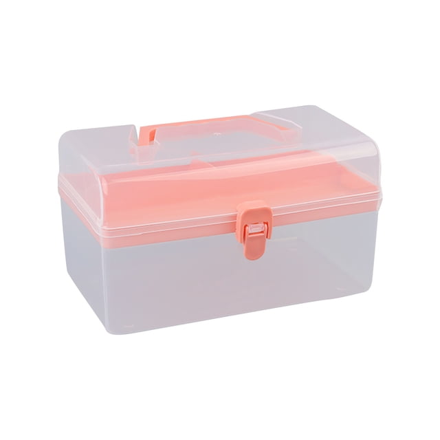 WHEANG Home Decor Clear Plastic Multipurpose Portable Handled Organizer Storage Box One Size Gray