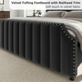 thumbnail image 6 of King Size Velvet Upholstered Bed Frame with Headboard&Footboard,Platform Bed Frame with Nailhead Trim,Sturdy Wooden Slats, Silent&No Box Spring Needed,Easy to Assemble,Black, 6 of 9