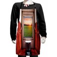 thumbnail image 1 of Nature Kids Apron, Fresh Nature Setting from Train Compartment Window Railroad Destination Travel, Boys Girls Apron Bib with Adjustable Ties for Cooking Baking Painting, Red Green Cream, by Ambesonne, 1 of 2