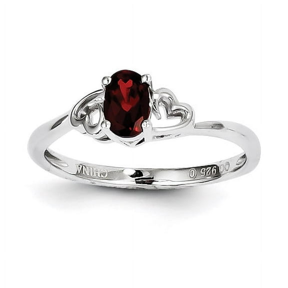 Sterling Silver Rhodium-plated Garnet Ring