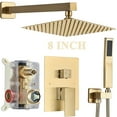 thumbnail image 3 of Brushed Gold Shower Faucet Set with Valve 8 inch Rain Shower Head Combo System, 3 of 17