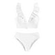 thumbnail image 4 of MKLEKYY Trajes De Baño Hombre Natacion New Multicolor Ruffled V Neck Split Swimsuit High Waist Split Bikini Women'S, 4 of 4