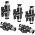 thumbnail image 1 of Kit de conector de 5 piezas con válvulas de bola y manuales para control de fluidos, conexiones rápidas, adaptador de 6 mm, juego de válvulas neumáticas de interruptor compacto, 1 of 5
