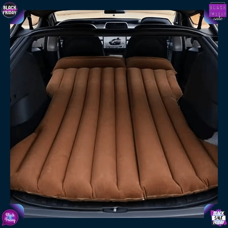 64-inch foldable inflatable car mattress fits SUVs trucks and RV trunks. Ultra comfy comes with storage bag and two pillows for camping trips.