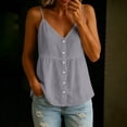 thumbnail image 3 of Spaghetti Strap Tank Tops for Women V Neck Button Down Shirts Ruched Casual Blouses Lightweight Summer Cami Tops,Light Gray ,L, 3 of 10