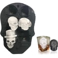 thumbnail image 3 of Molde de silicona con forma de calavera 3D para cubitos de hielo de Halloween con embudo de silicona para hielo, dulces, pasteles y jabón (gris), 3 of 4