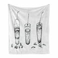 thumbnail image 1 of Sketch Soft Flannel Fleece Blanket, Summer Time Beverages Iced Coffee Ice Tea Soft Drinks Engraved Illustration, Cozy Plush for Indoor and Outdoor Use, 60" x 80", Charcoal Grey White, by Ambesonne, 1 of 5