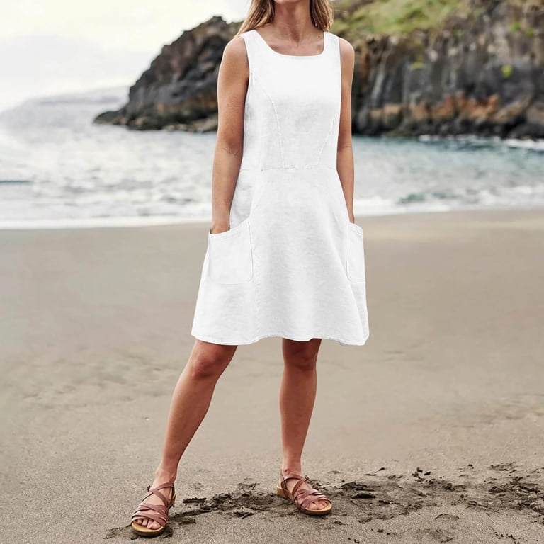 crinkle linen dress Margie Crinkle Linen Sleeveless Maxi Shirt Dress Beige / Medium