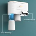 thumbnail image 3 of Soporte para cepillos de dientes montado en la pared, dispensador automático de pasta de dientes autoadhesivo para baño, 6 ranuras para cepillos de dientes, 2 tazas y cajones Organizador de cosmético TUNC Sencillez, 3 of 5