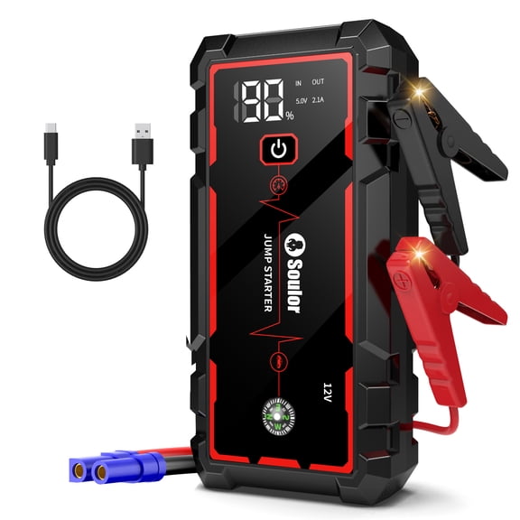 Jump Starter 3000A for 8.0L Gas 4.0L Diesel 12V Lithium Jump Box, Portable Power Bank with Emergency Light