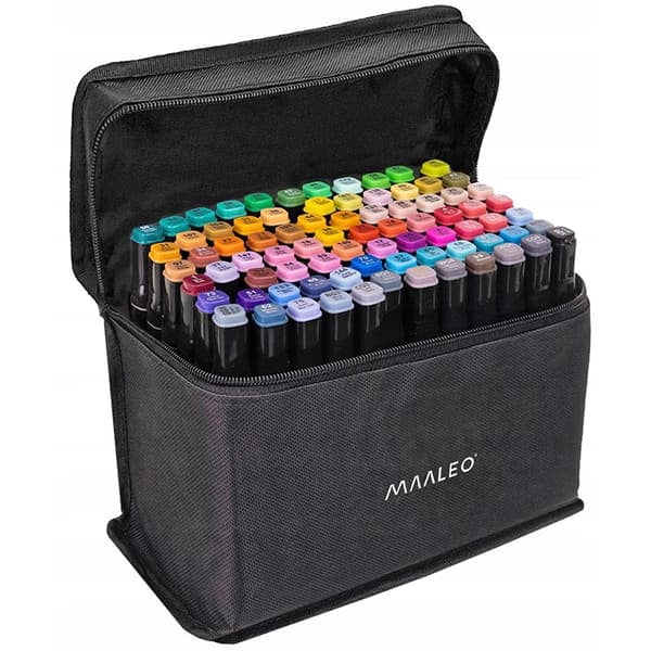 80-Pack - Marker Pens with Case Colored Pencils Double-Sided Pens—pa
