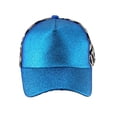 thumbnail image 2 of Womens Hat High Ponytail Glitter Cheetah Leopard Baseball Cap Bright Blue, 2 of 2
