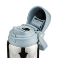 thumbnail image 2 of Mary Lawless Lee x TAL 32oz Stainless Steel 2-in-1 Straw and Chug Water Bottle with Push Lid, Chrome with Blue Ribbed Boot, 2 of 8