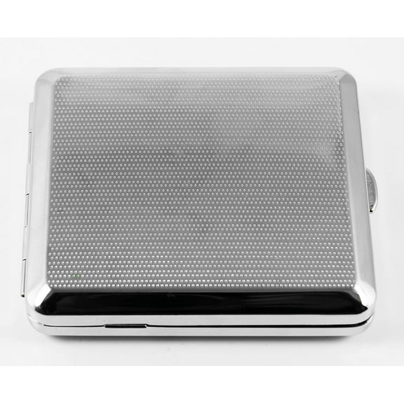 Delux Stainless Steel RFID Blocking Victorian Style Classic Metallic Silver Color Double Sided King Cigarette Case Holder and Credit Card RFID Protective Security Wallet Case (XOXO)