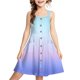 thumbnail image 2 of Girls Summer Dress Tween Dresses Sleeveless Gradient Sundress with Button Front and Pockets Summer Casual A-line Dress for Kids ,Sie:130, 2 of 5