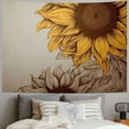 thumbnail image 2 of Fenyluxe  Sunflower Flower Tapestry, White Sunflower Sketch Design Picnic Mat Hippie Trippy Tapestry Wall Art Meditation Decor for Bedroom Living Room, Brown White 50x40inch, 2 of 6