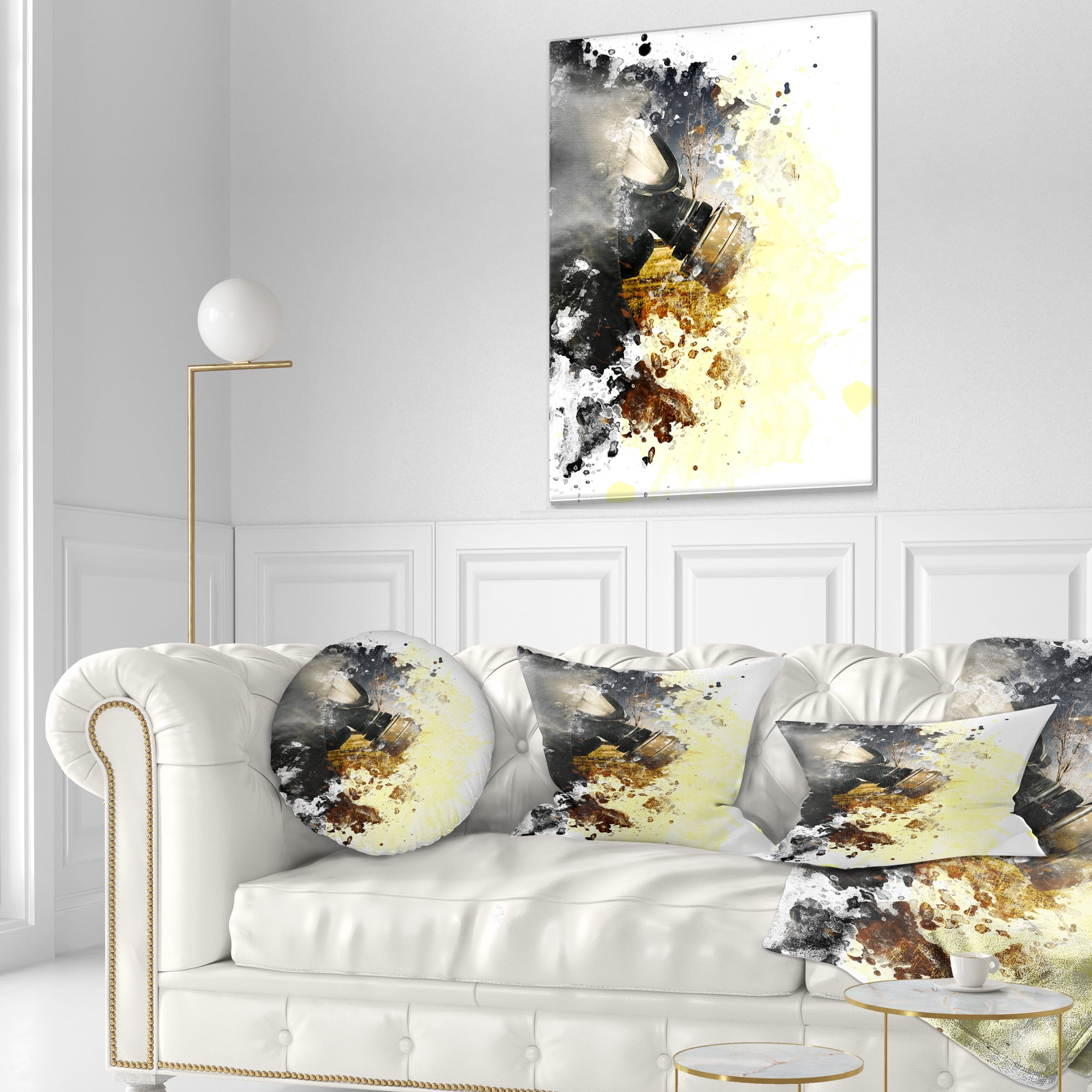 Designart Disaster of War and Gas - Abstract Throw Pillow - 12x20