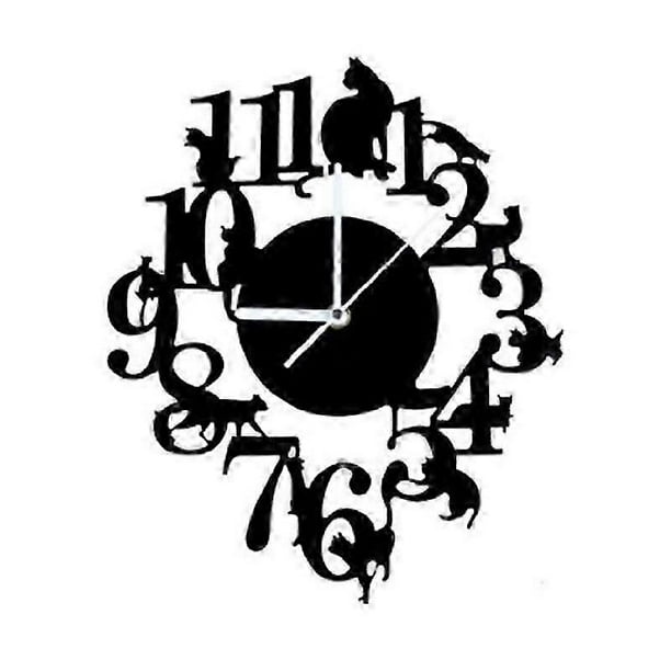 Black cat wall clock hook antique indoor wall clock Scandinavian clock cute cat (black)