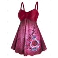 thumbnail image 2 of Más el tamaño de impresión tribal floral cintura del imperio de baño tankini Rosegal Camisetas tallas grandes, 2 of 5