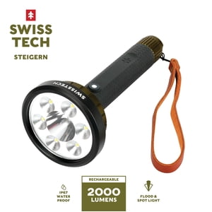 Swiss Tech Steigern 2000 Lumen LED Rechargeable Flashlight