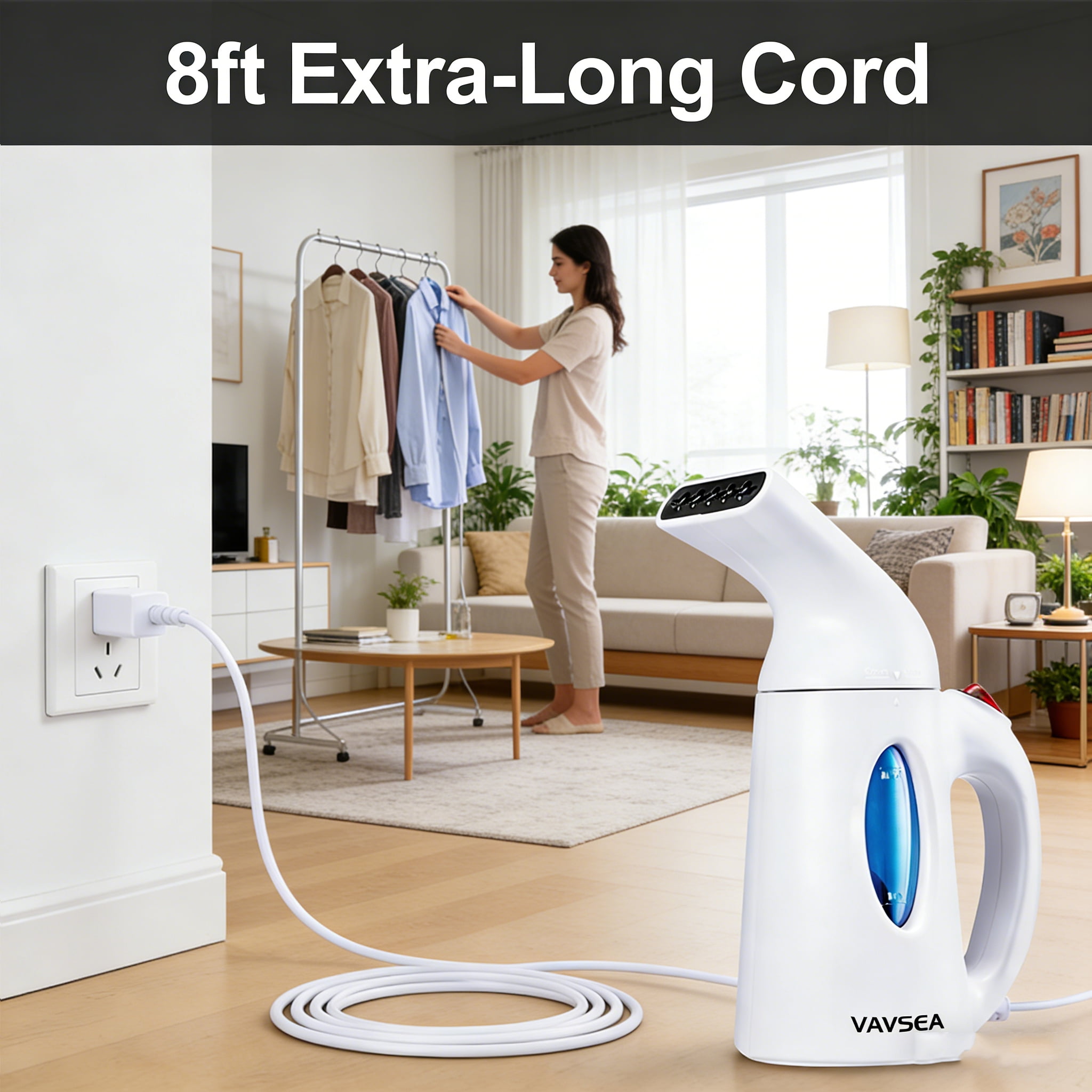 VAVSEA Clothes Steamer, Portable Garment Steamer, Auto Shut-off Function, Steam Iron, White