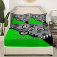 thumbnail image 3 of Erosebridal Dirt Bike Bed Set Motocross Rider Fitted Sheet Extreme Sports Fluorescent Green Bed Sheets Motorbike Racing Moves Sheets, Twin Size ( No Top Sheet), 3 of 4