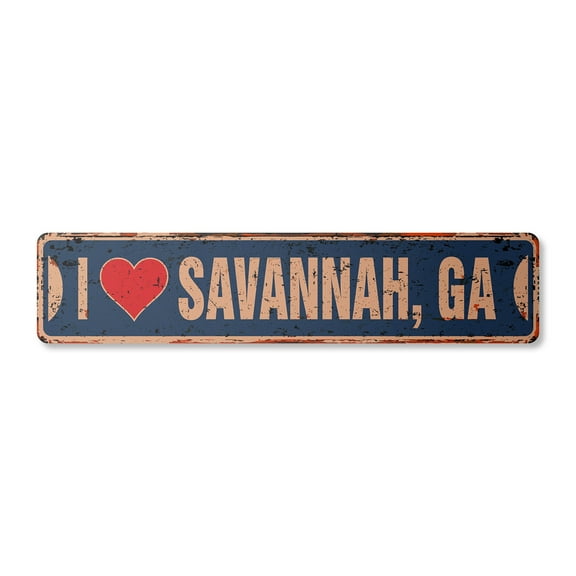 I LOVE SAVANNAH GEORGIA Vintage Aluminum Street Sign ga city state us wall road décor rustic metal tin gift | Indoor/Outdoor | 18" Wide