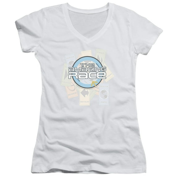 Amazing Race The Race Junior Women's V-Neck T-Shirt White
