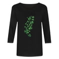 thumbnail image 4 of St. Patrick's Day Shirt for Women Cascading Glitter Clovers Graphic T-Shirt 3/4 Sleeve Crewneck Casual Soft Festival Apparel Charm Gift, 4 of 4
