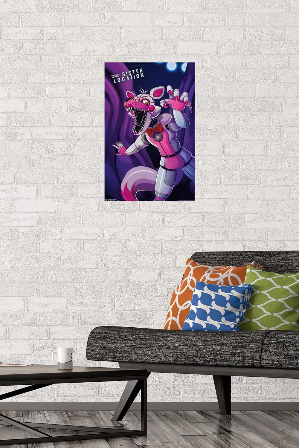 Five Nights at Freddy's: Sister Location - Funtime Foxy Wall Poster, 14.725" x 22.375" Framed
