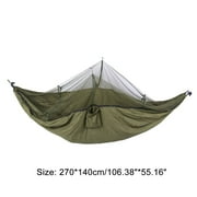 2017 New Portable Double Person Hanging Hammock Bed With Anti Mosquito Net Metal Buckle Outdoor Camping Sleeping Bed Travel Kits Green