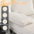 thumbnail image 4 of FFH 114" U-Shaped Cloud Couch, Sectional Sofa with Double Chaise, Corduroy 4 Seater Sofa Set for Living Room, Beige, 4 of 10