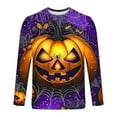 thumbnail image 4 of Zylanna Men's Long Sleeve T-Shirts, Loose Halloween Print Homewear Crew Neck Casual Tops for Men Purple, 4 of 5