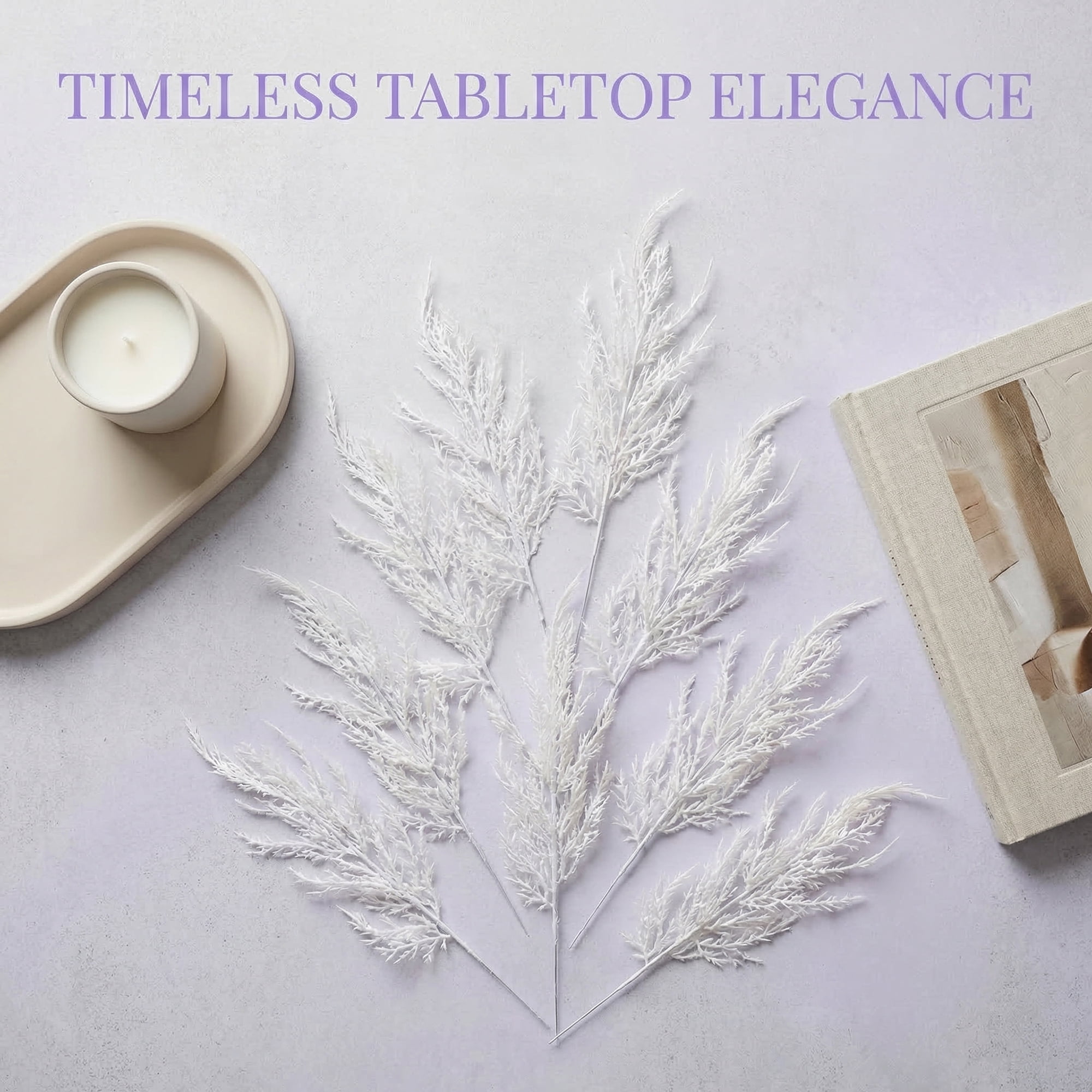Unique Bargains 12pcs Artificial Pine Branches White 13.8"
