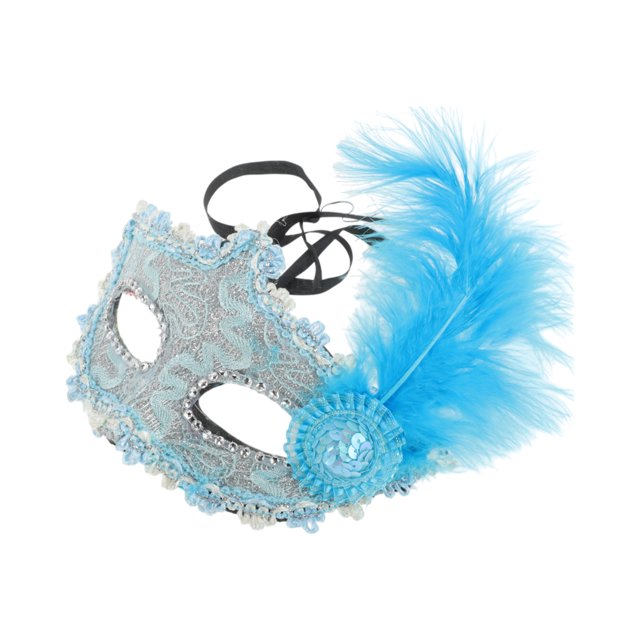 Unique Bargains 1 Pc Princess Feather Half Face Party Mask for Masquerade Party Blue