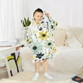 thumbnail image 6 of FORMRS Wearable Blanket Hoodie with Sleeves for Kids Cozy Flannel Sweatshirt, White Flower, 6 of 7