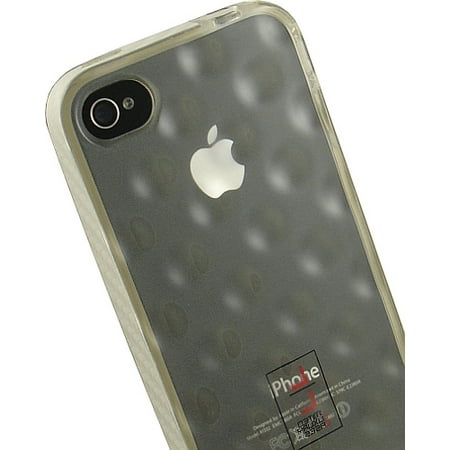 LIMITED LUXURY CLEAR DIMPLED TPU SKIN CASE WHITE LANYARD FOR APPLE iPHONE 4S