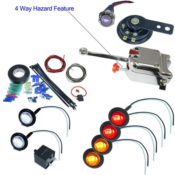 MCS UTV Heavy Duty Lever switch turn signal kit with horn and hardware - Round RED LEDs