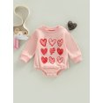 thumbnail image 2 of Faithtur Combinaison Bébé Saint-Valentin, Imprimé Cœur Dessin Animé Manches Longues Col Rond pour Garçons Filles, 2 of 9