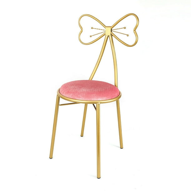 Tfcfl Butterfly Backrest Chair Pink Velvet Cushion Metal Frame Lounge Dresser Seat Walmart Com Walmart Com