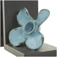 thumbnail image 4 of DecMode 6" Distressed Propeller Boat Teal Metal Bookends with Brown L-Shaped Stands (Set of 2), 4 of 11